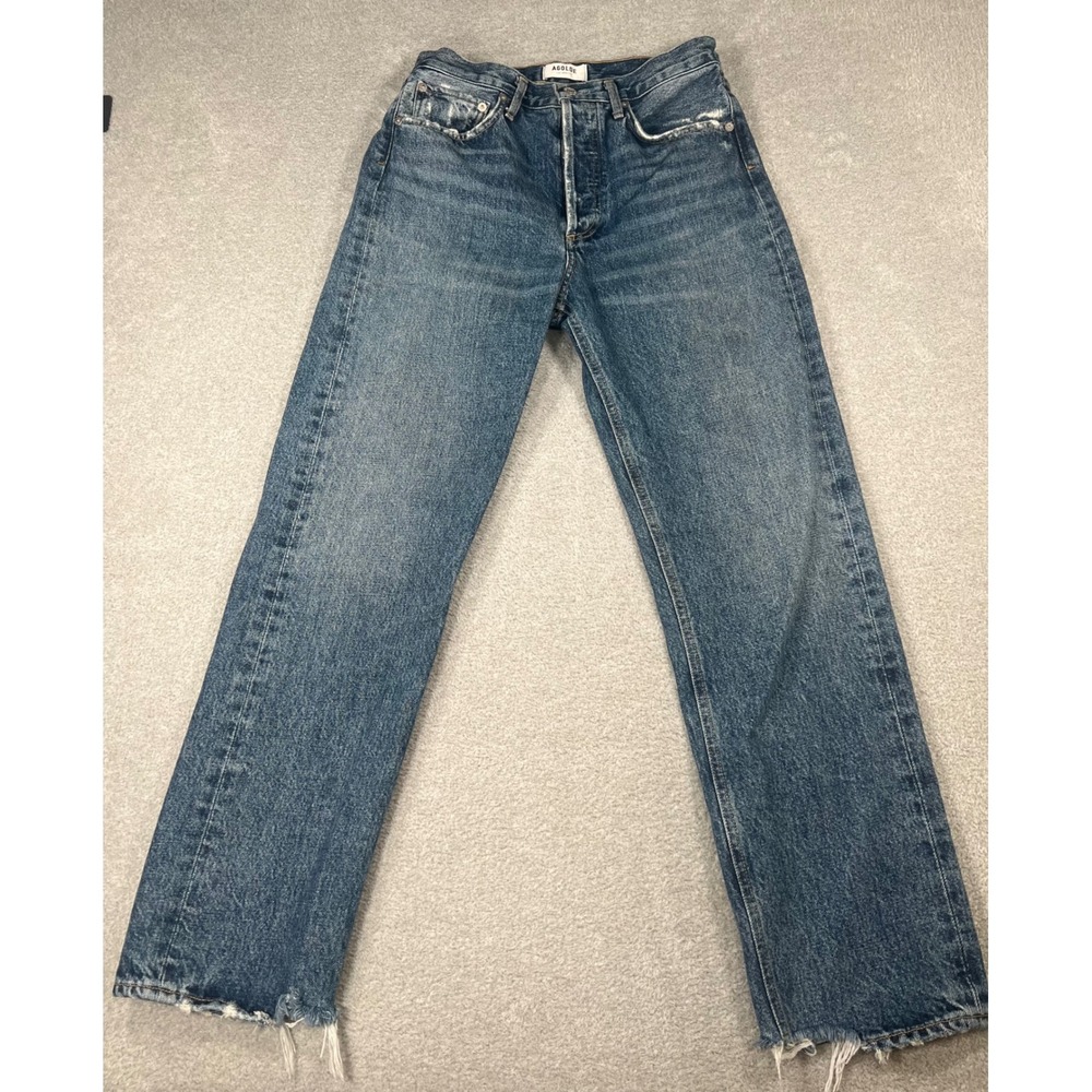 Agolde Women's Straight Leg Jeans in Medium Blue Wash - Picture 2 of 11